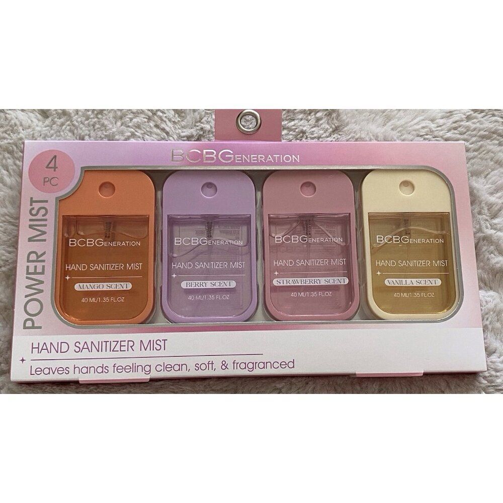 Set Of 4 BCBG Generation Scented Hand Sanitizer Power Mist 1.35 FL OZ NEW‎